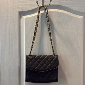 Forever 21 Quilted Black Shoulder Bag with Gold Chain